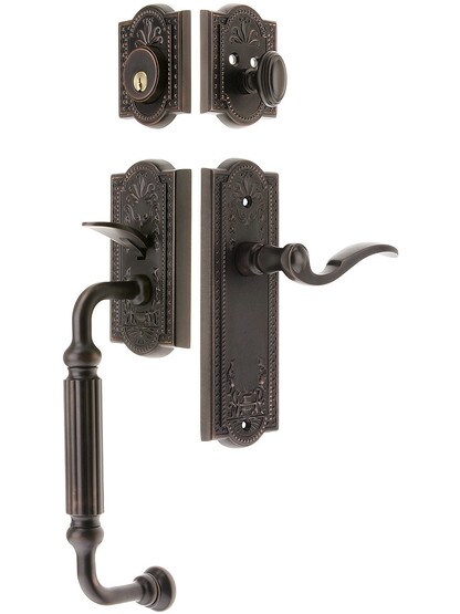 Parthenon Entry Lock Set in Oil-Rubbed Bronze Finish with Left-Handed Bellagio Lever and
